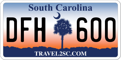 SC license plate DFH600