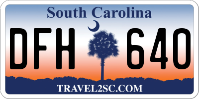 SC license plate DFH640