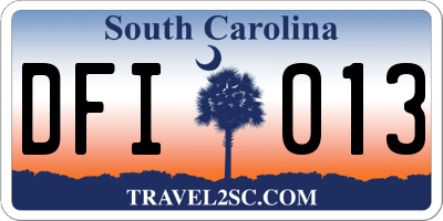 SC license plate DFI013