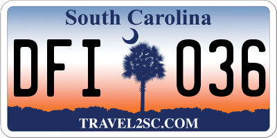 SC license plate DFI036