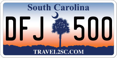 SC license plate DFJ500