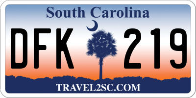 SC license plate DFK219