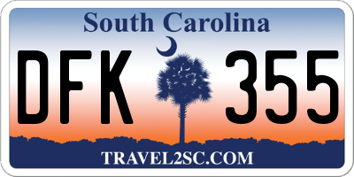 SC license plate DFK355