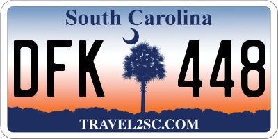 SC license plate DFK448