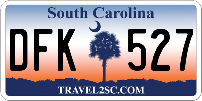 SC license plate DFK527