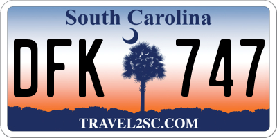 SC license plate DFK747