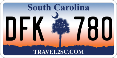 SC license plate DFK780