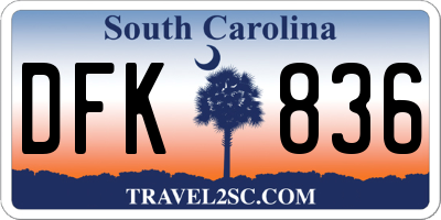 SC license plate DFK836