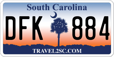 SC license plate DFK884