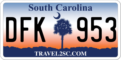 SC license plate DFK953