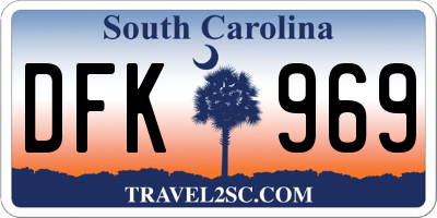 SC license plate DFK969