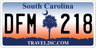 SC license plate DFM218