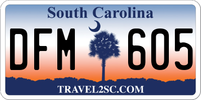 SC license plate DFM605
