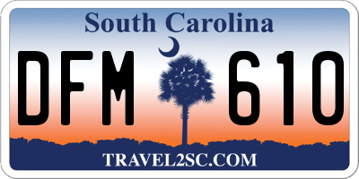 SC license plate DFM610