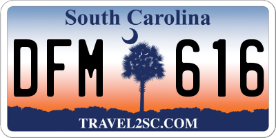 SC license plate DFM616