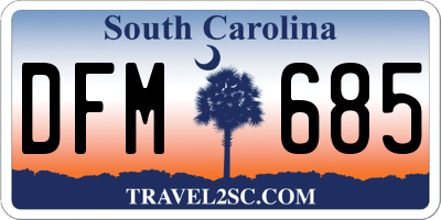 SC license plate DFM685
