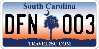 SC license plate DFN003