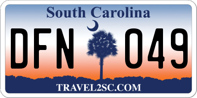 SC license plate DFN049