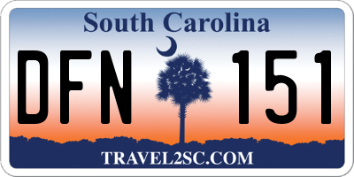 SC license plate DFN151