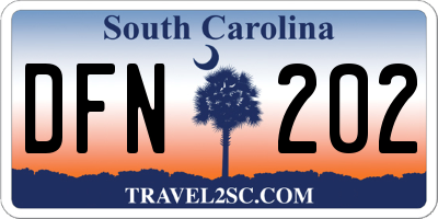 SC license plate DFN202