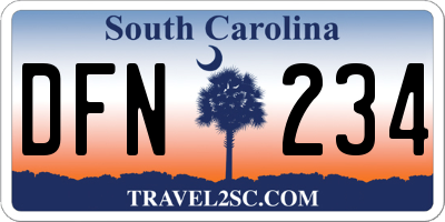 SC license plate DFN234