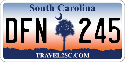 SC license plate DFN245