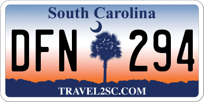 SC license plate DFN294