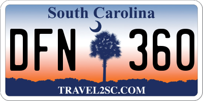 SC license plate DFN360