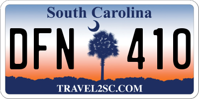 SC license plate DFN410