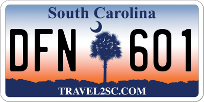 SC license plate DFN601