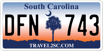 SC license plate DFN743