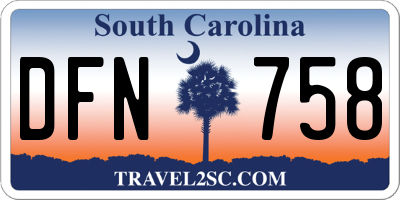 SC license plate DFN758