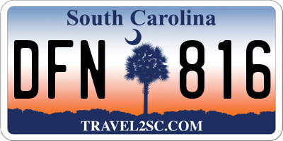 SC license plate DFN816
