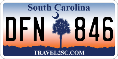 SC license plate DFN846