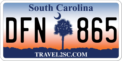SC license plate DFN865