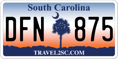 SC license plate DFN875
