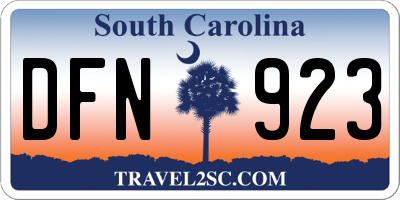 SC license plate DFN923