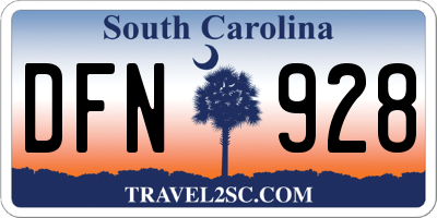 SC license plate DFN928