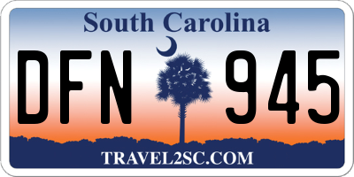 SC license plate DFN945