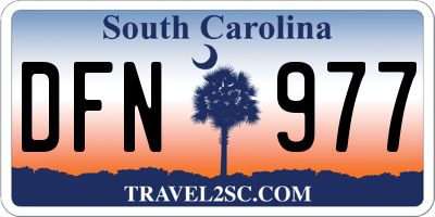 SC license plate DFN977