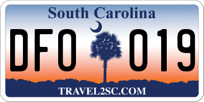 SC license plate DFO019