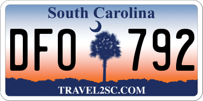 SC license plate DFO792