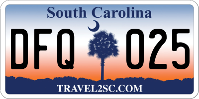SC license plate DFQ025