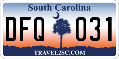 SC license plate DFQ031