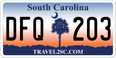 SC license plate DFQ203