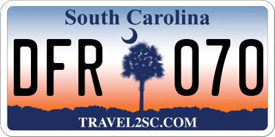 SC license plate DFR070