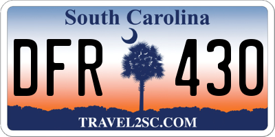SC license plate DFR430