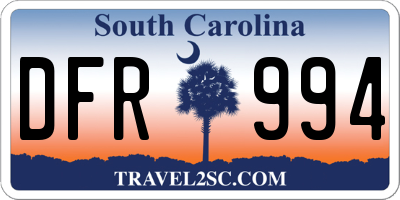 SC license plate DFR994
