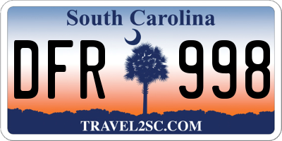 SC license plate DFR998