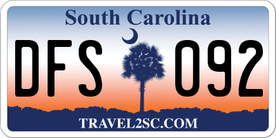 SC license plate DFS092